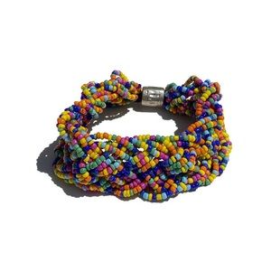 Bright Braided Colorfully Beaded with silver NWOT